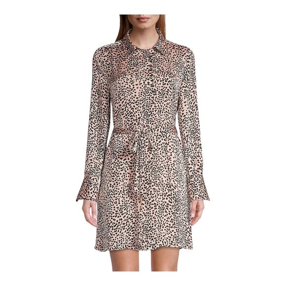 Equipment Temera Leopard Shirtdress Blush Size Large - Picture 1 of 13